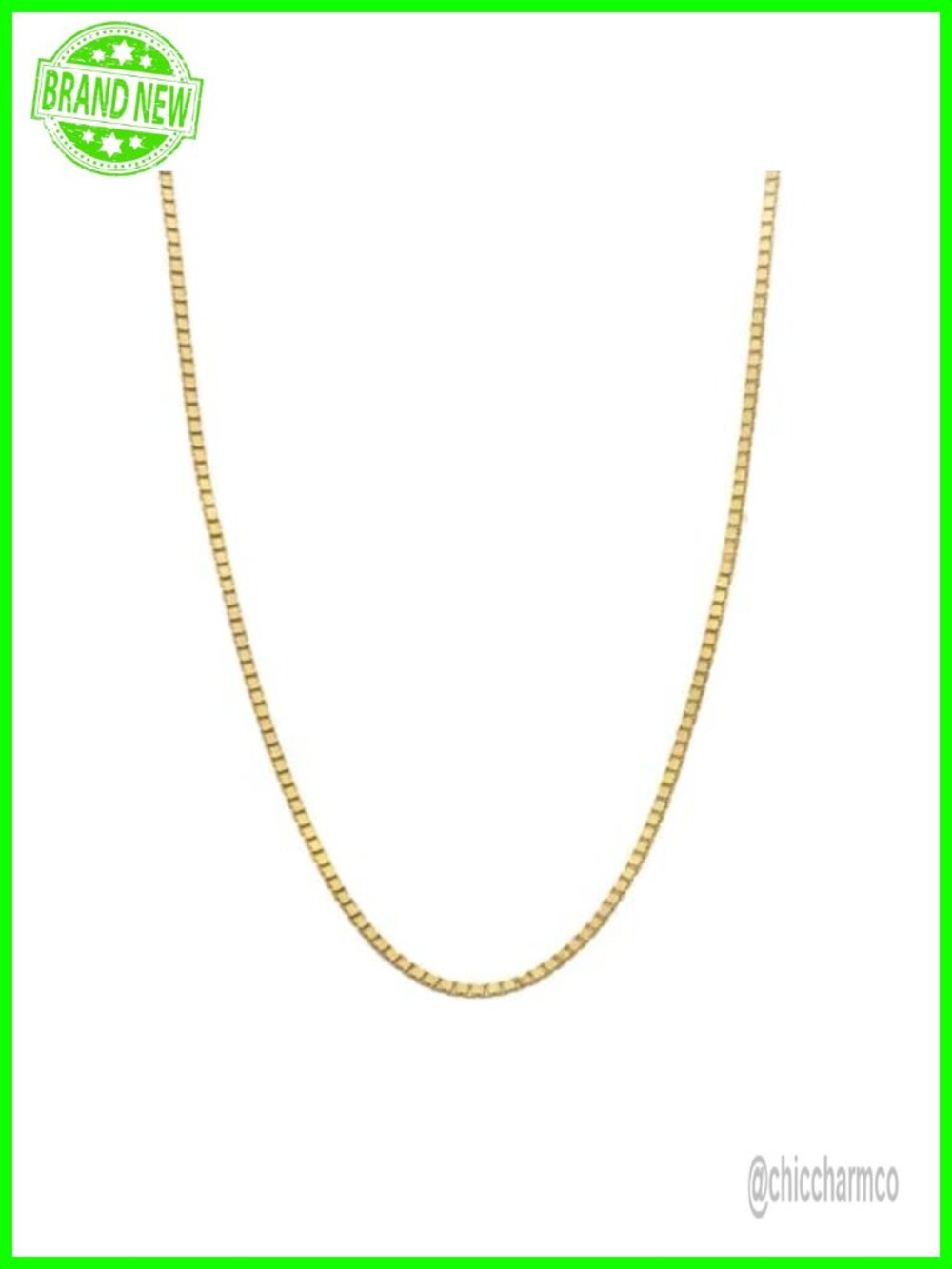 14k Gold Box Link Chain Necklace Lobster Claw Clasp Fine Jewelry Gift